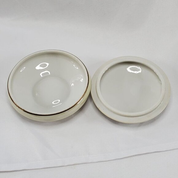 VTG Yellow Rose Trinket Holder Jewelry Box Porcelain Round Gold Trim Japan - Picture 7 of 10